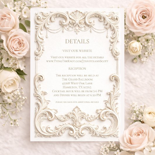 Elegant Ivory Baroque Wedding Enclosure Card エンクロージャーカード