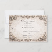 Elegant Ivory Baroque Wedding Response Card 出欠カード (正面)