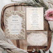 Elegant Ivory Baroque Wedding RSVP Response Card