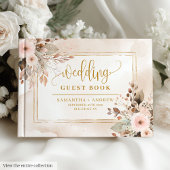 Elegant Ivory Beige Gold Boho Wedding Guest Book ゲストブック