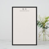 Elegant Ivory Black Border Monogram 便箋 (スタンド正面)