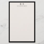 Elegant Ivory Black Border Monogram 便箋 (正面)