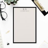 Elegant Ivory Black Border Monogram 便箋