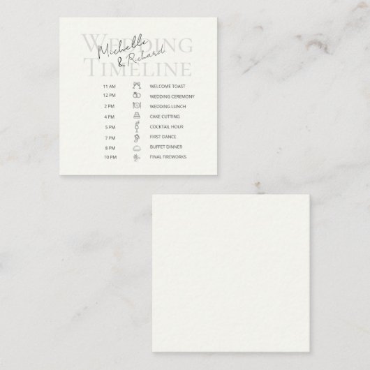Elegant Ivory Bold Script Wedding Timeline Program ノートカード (正面/裏面)