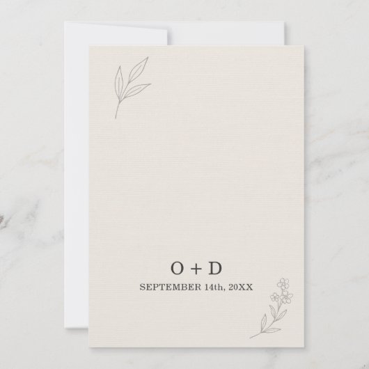 Elegant Ivory Botanical Floral Wedding 招待状 (裏面)