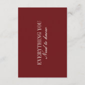 Elegant Ivory Burgundy Wedding  エンクロージャーカード (裏面)