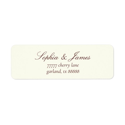 Elegant Ivory Burgundy Wedding Return Address ラベル (正面)