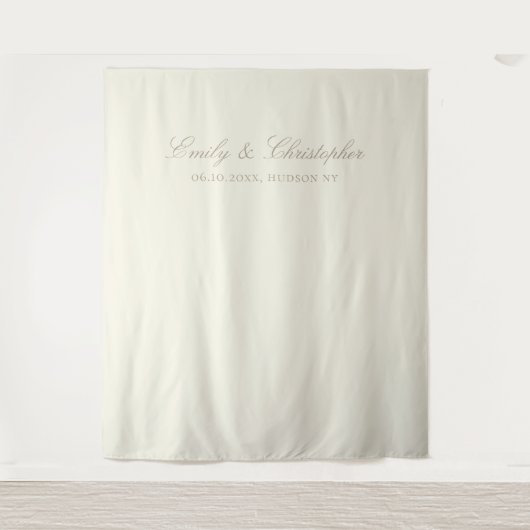 Elegant Ivory Classic Wedding Backdrop タペストリー (正面)