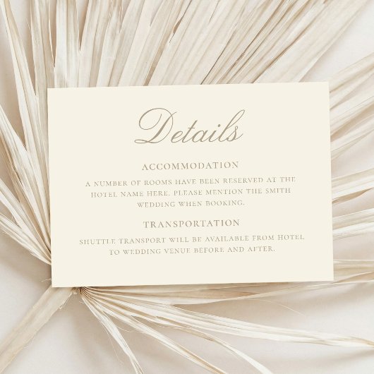 Elegant Ivory Classic Wedding Details エンクロージャーカード