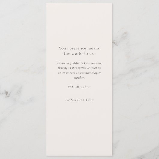 Elegant Ivory Copper Script Double Side Wedding  メニュー (裏面)