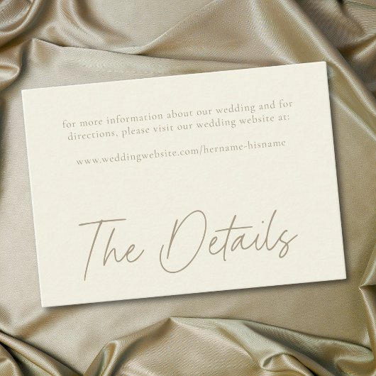 Elegant Ivory Cream Minimalist Wedding エンクロージャーカード