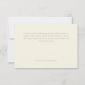Elegant Ivory Cream Minimalist Wedding サンキューカード (裏面)
