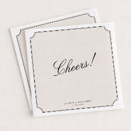 Elegant Ivory Double Frame Wedding Napkins スタンダードカクテルナプキン