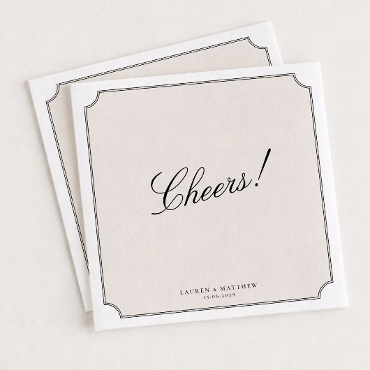 Elegant Ivory Double Frame Wedding Napkins スタンダードカクテルナプキン