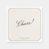 Elegant Ivory Double Frame Wedding Napkins スタンダードカクテルナプキン (正面)