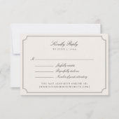 Elegant Ivory Double Frame Wedding RSVP Card (正面)