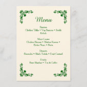 Elegant Ivory & Emerald Floral Wedding Menu エンクロージャーカード (正面)