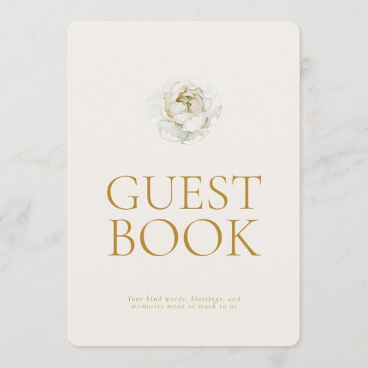 Elegant Ivory Floral Guest Book Sign 招待状 (正面)