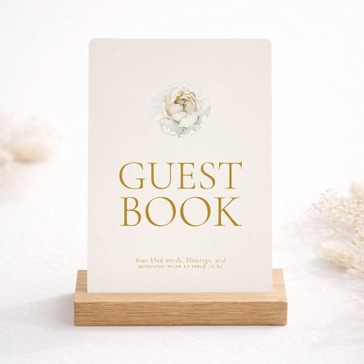 Elegant Ivory Floral Guest Book Sign 招待状