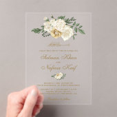 Elegant Ivory Floral Islamic Muslim Wedding アクリル招待状 (インサイチュ (ポータブル))