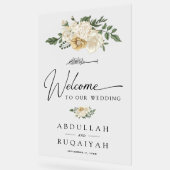 Elegant Ivory Floral Muslim Wedding Welcome アクリルサイン (傾斜)