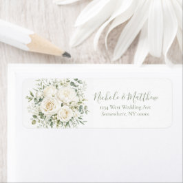 Elegant Ivory Floral Wedding ラベル