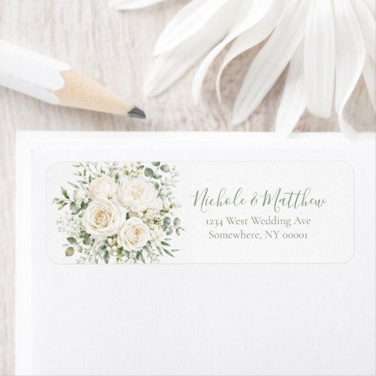 Elegant Ivory Floral Wedding ラベル (インサイチュ)