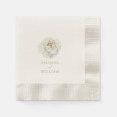 Elegant Ivory Floral Wedding 縁ありカクテルナプキン (正面)