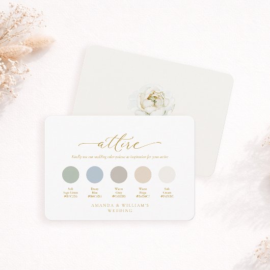 Elegant Ivory Floral Wedding Attire Card 招待状