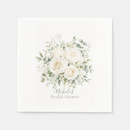 Elegant Ivory Floral Wedding Bridal Shower スタンダードカクテルナプキン