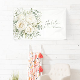 Elegant Ivory Floral Wedding Bridal Shower 横断幕