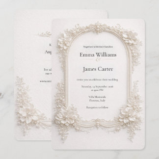 Elegant Ivory Floral Wedding Invitation. 招待状