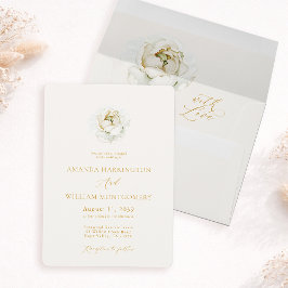 Elegant Ivory Floral Wedding Invitation 招待状