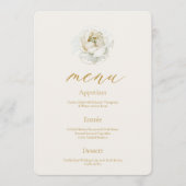 Elegant Ivory Floral Wedding Menu Card  招待状 (正面)
