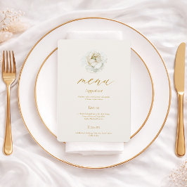 Elegant Ivory Floral Wedding Menu Card  招待状