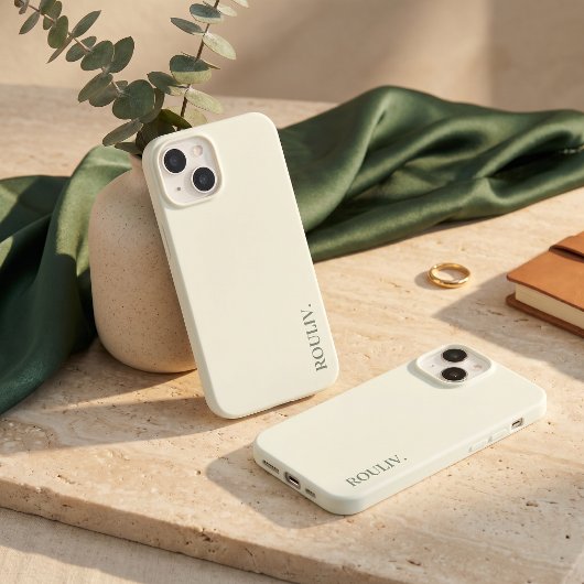 Elegant Ivory Forest Green Minimalist ROULIV Case-Mate iPhoneケース