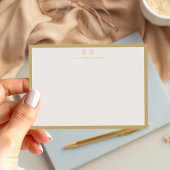 Elegant Ivory Gold Border Monogram ノートカード