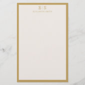 Elegant Ivory Gold Border Monogram 便箋 (正面)