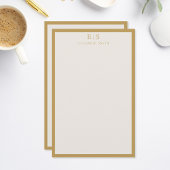 Elegant Ivory Gold Border Monogram 便箋