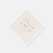 Elegant Ivory Gold Calligraphy Monogram Wedding スタンダードカクテルナプキン (角)