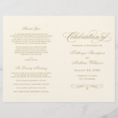 Elegant Ivory Gold Calligraphy Wedding Programs (正面)