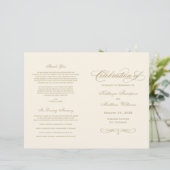 Elegant Ivory Gold Calligraphy Wedding Programs (スタンド正面)