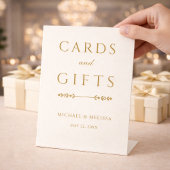 Elegant Ivory Gold Cards and Gifts Sign 台座サイン