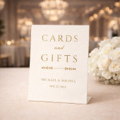 Elegant Ivory Gold Cards and Gifts Sign 台座サイン