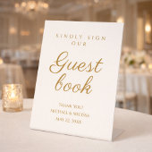 Elegant Ivory Gold Guest Book Message 台座サイン