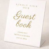 Elegant Ivory Gold Guest Book Message 台座サイン