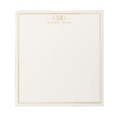Elegant Ivory Gold Three Letter Monogram ノートパッド (正面)