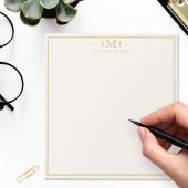 Elegant Ivory Gold Three Letter Monogram ノートパッド