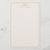 Elegant Ivory Gold Three Letter Monogram 便箋 (正面)