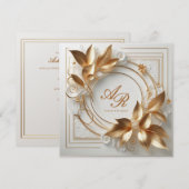 Elegant Ivory Gold Wedding Invitation 招待状 (正面/裏面)